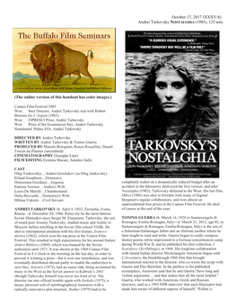 Andrei Tarkovsky NOSTALGHIA (1983), 125 Min