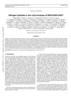 Nitrogen Hydrides in the Cold Envelope of IRAS16293-2422