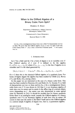 When Is the Clifford Algebra of a Binary Cubic Form Split?