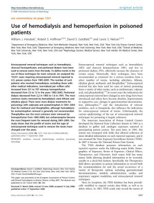 Use of Hemodialysis and Hemoperfusion in Poisoned Patients William J