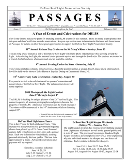Passages for Details on All of These Great Opportunities to Support the Detour Reef Light Preservation Society