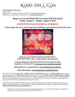 LOUD Weekend at MASS Moca 1040 MASS Moca Way | North Adams, Massachusetts