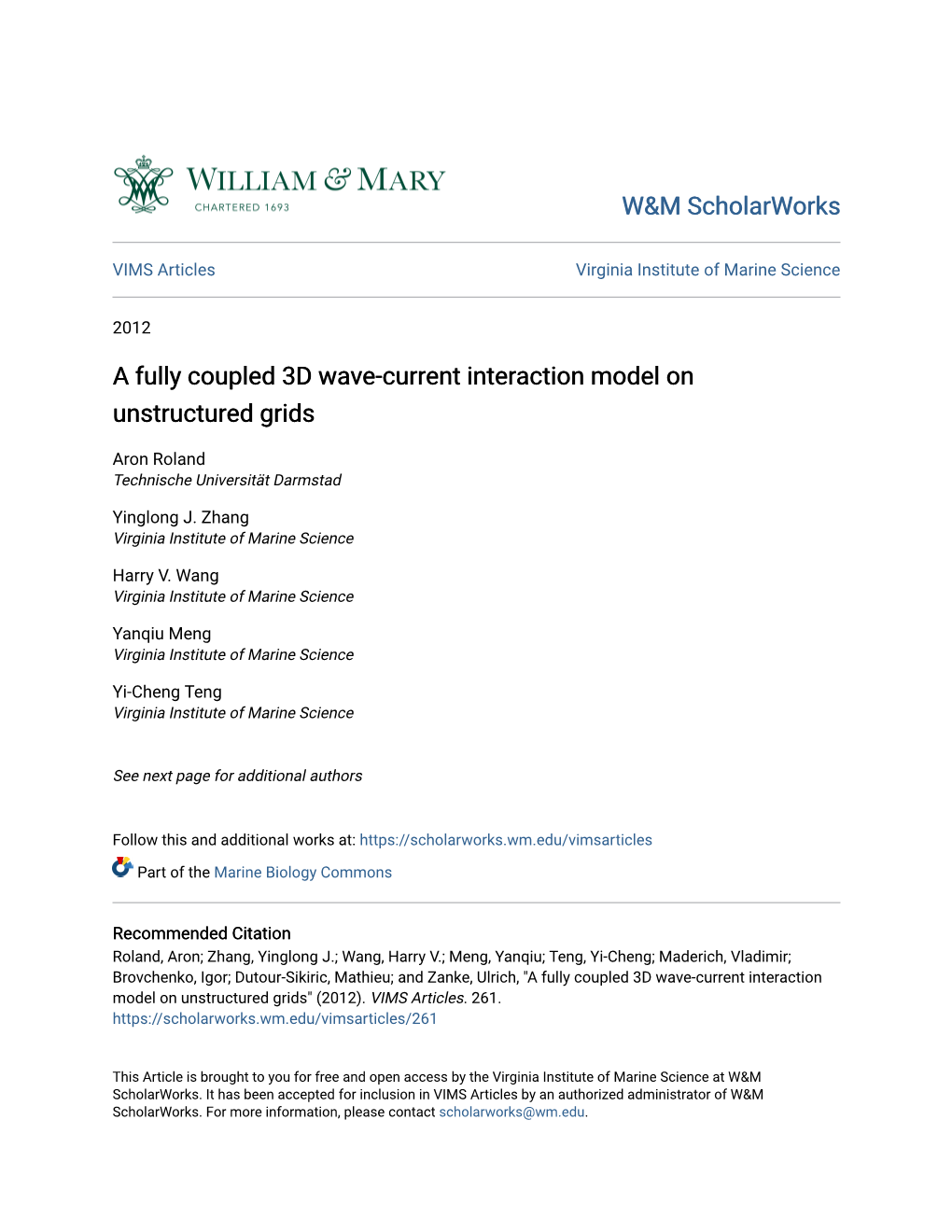A Fully Coupled 3D Wave-Current Interaction Model on Unstructured Grids