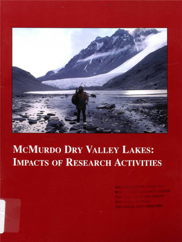 Mcmurdo Dry Valley Lakes: Impacts of Research Activities