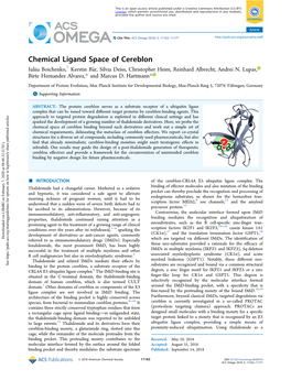 Chemical Ligand Space of Cereblon Iuliia Boichenko,† Kerstin Bar,̈ Silvia Deiss, Christopher Heim, Reinhard Albrecht, Andrei N