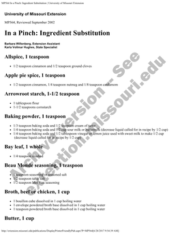 MP564 in a Pinch: Ingredient Substitution | University of Missouri Extension
