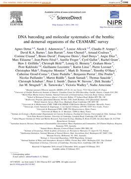 DNA Barcoding and Molecular Systematics of the Benthic And&Nbsp;Demersal Organisms of the CEAMARC Survey