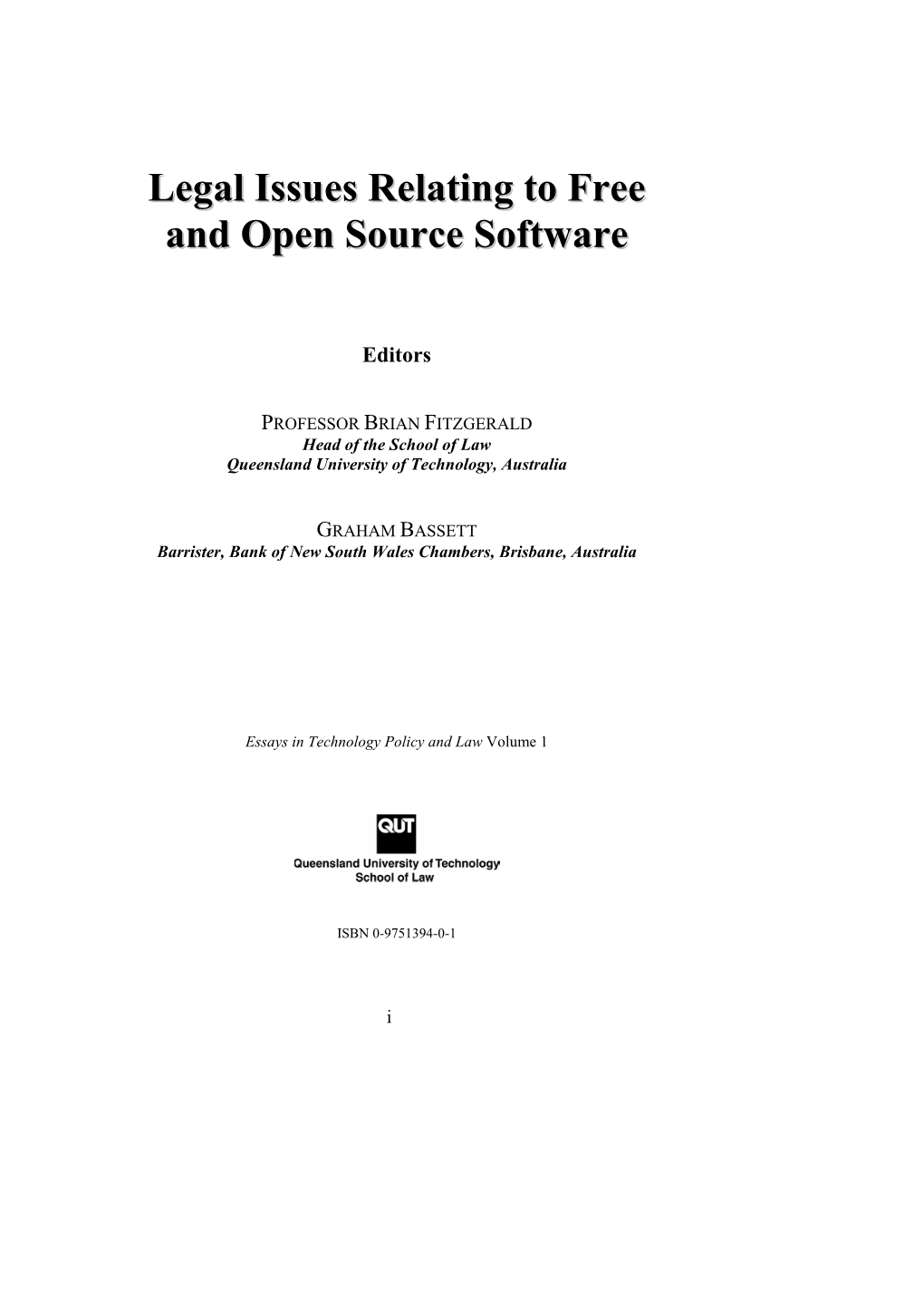 Legal Issues Relating to Free & Open Source Software