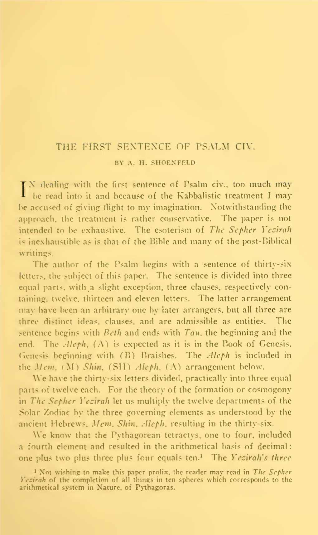 The First Sentence of Psalm Civ., Too Much May Be Read Into It and Because of the Kabbalistic Treatment I May Be Accused of Giving Flight to My Imagination