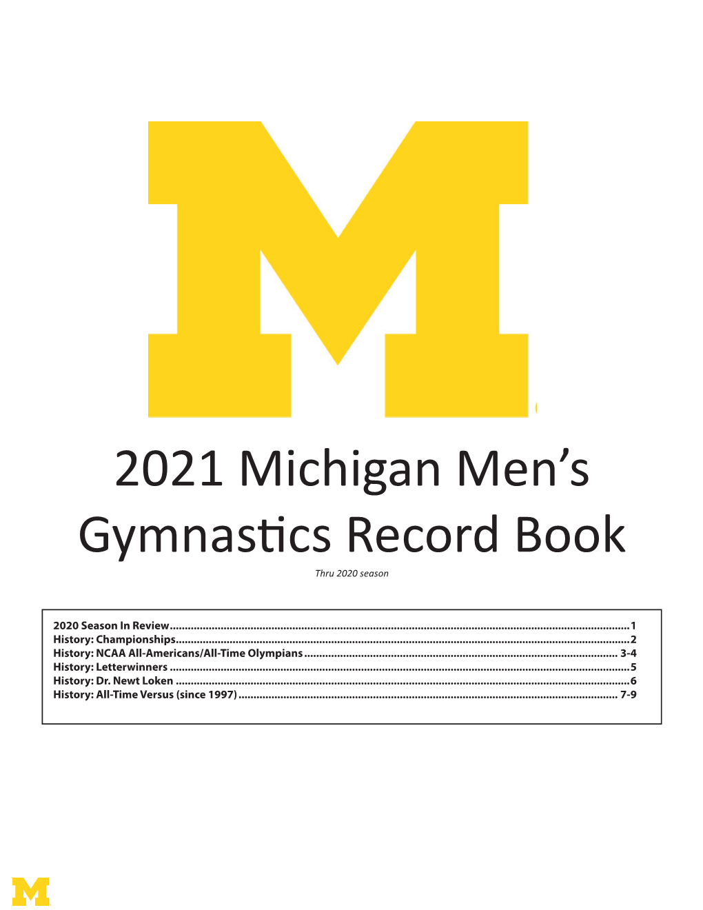 2021 Michigan Men's Gymnastics Record Book