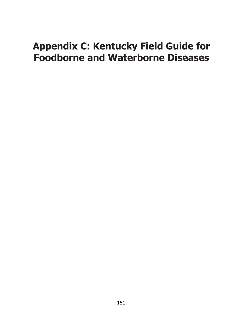 Appendix C: Kentucky Field Guide for Foodborne and Waterborne Diseases