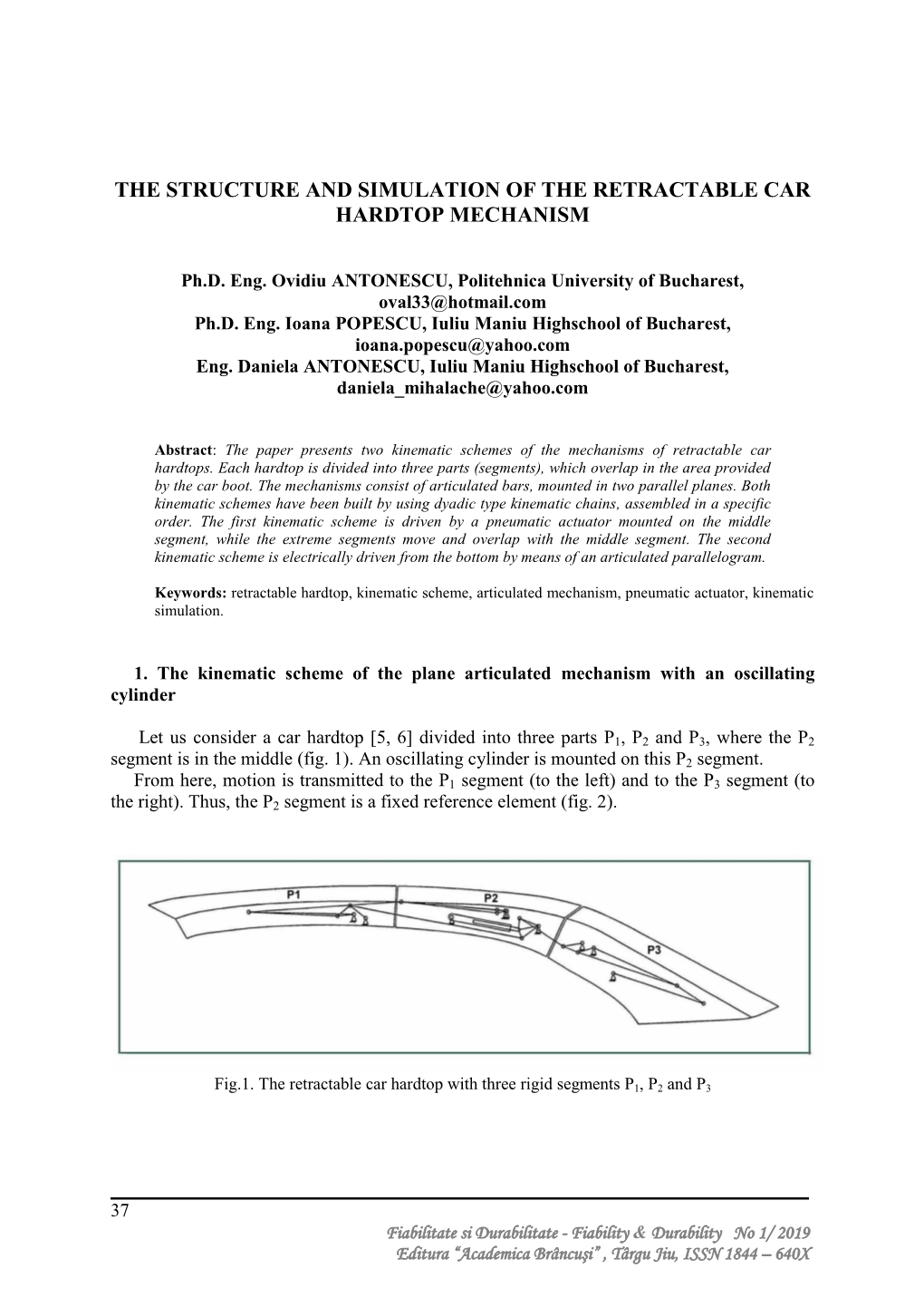 The Structure and Simulation of the Retractable Car Hardtop Mechanism