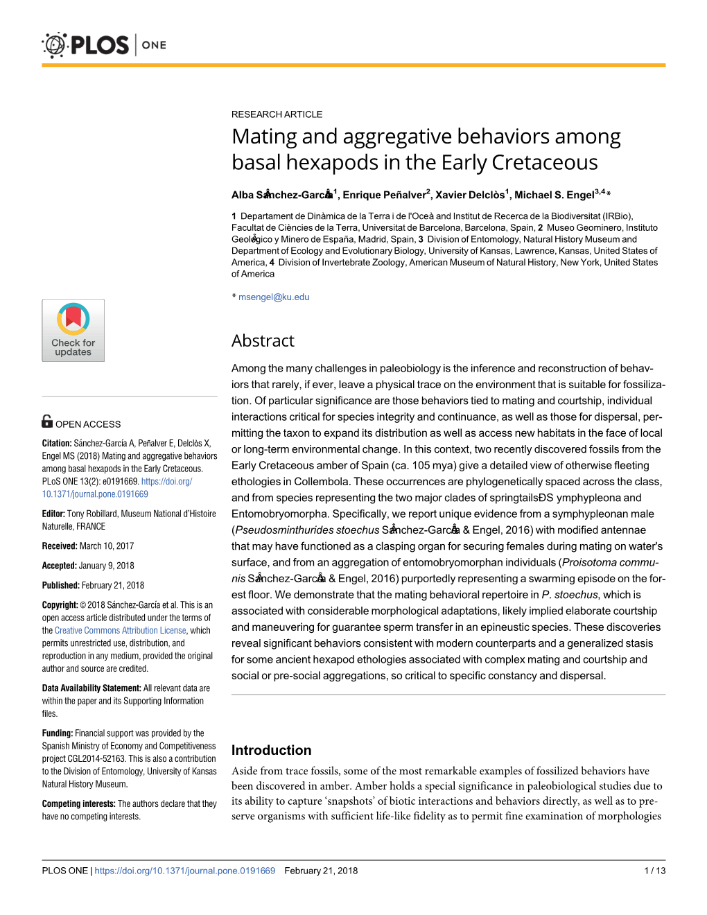 Mating and Aggregative Behaviors Among Basal Hexapods in the Early Cretaceous