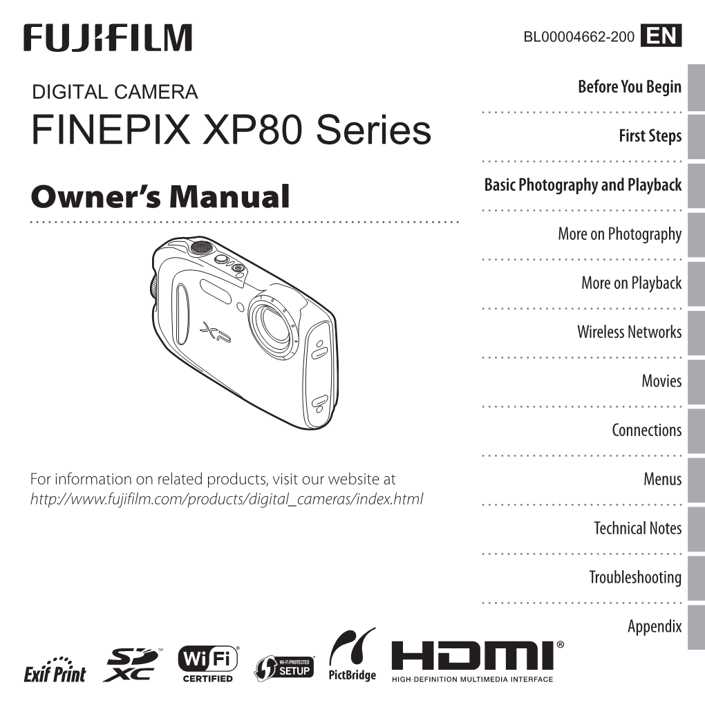 FINEPIX XP80 Series First Steps Owner’S Manual Basic Photography and Playback More on Photography