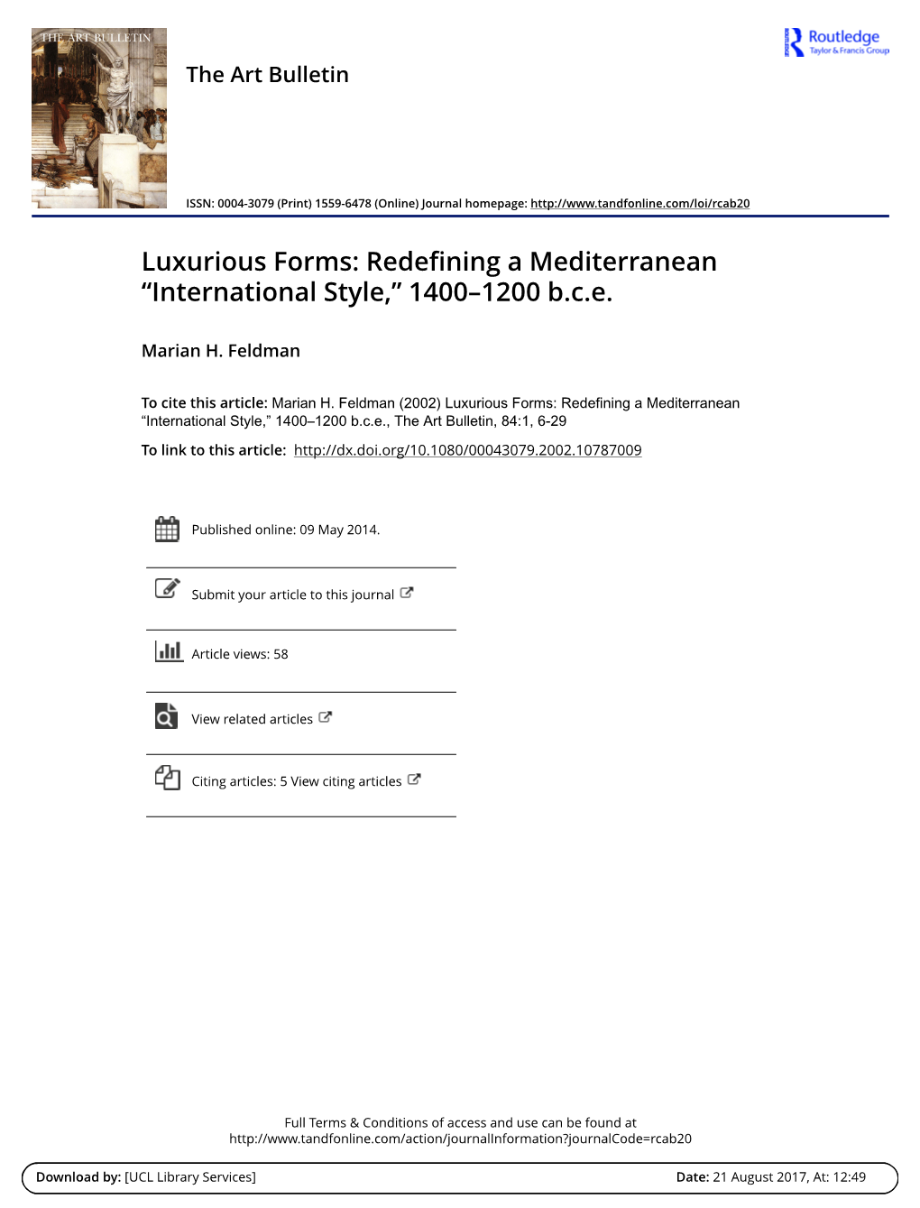 Redefining a Mediterranean “International Style,” 1400–1200 B.C.E