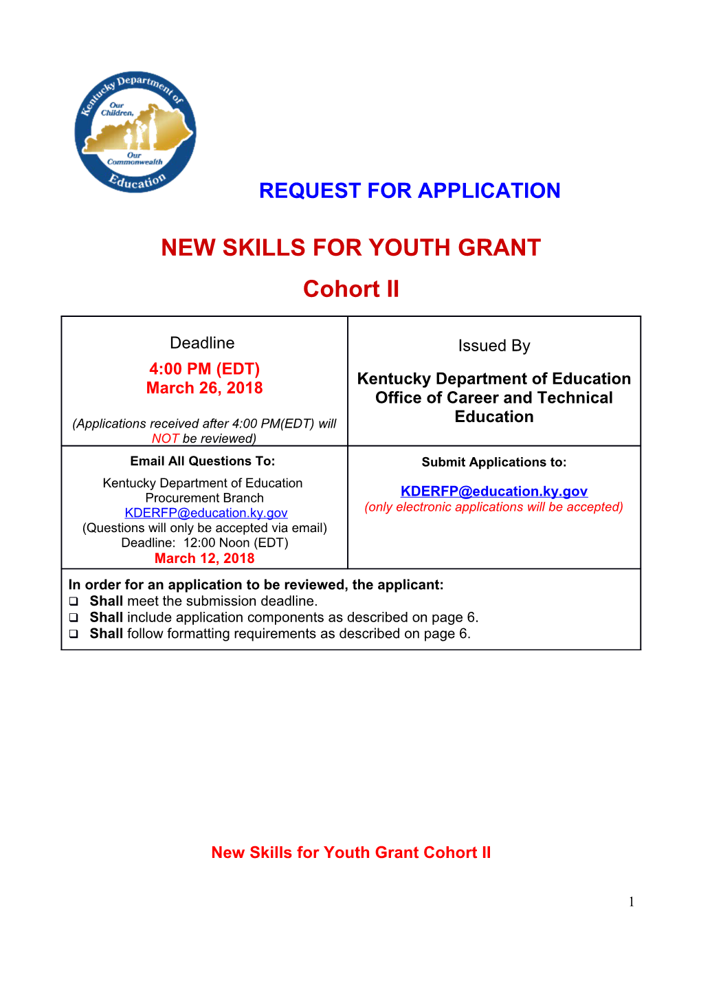 New Skills for Youth Grant Cohort II