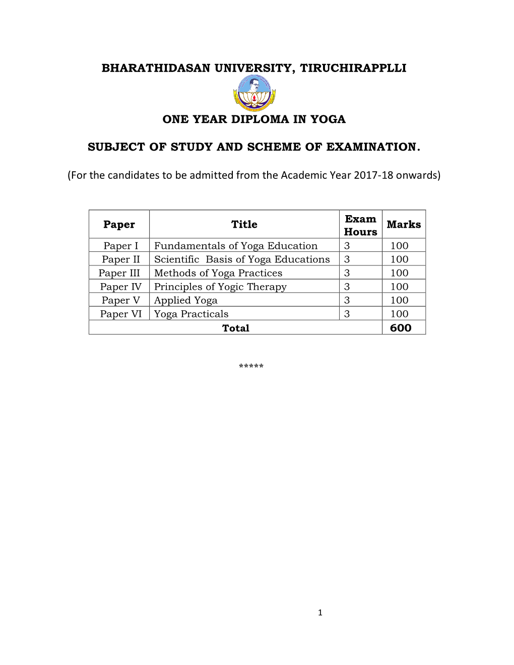 Diploma in Yoga