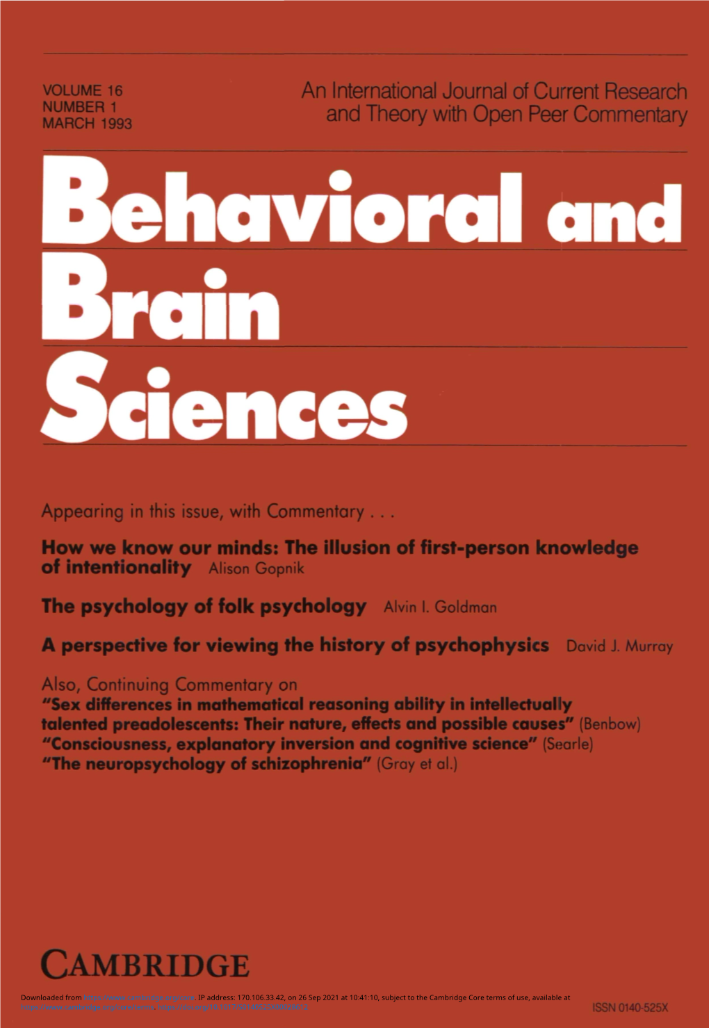 Behavioral and Brain Sciences