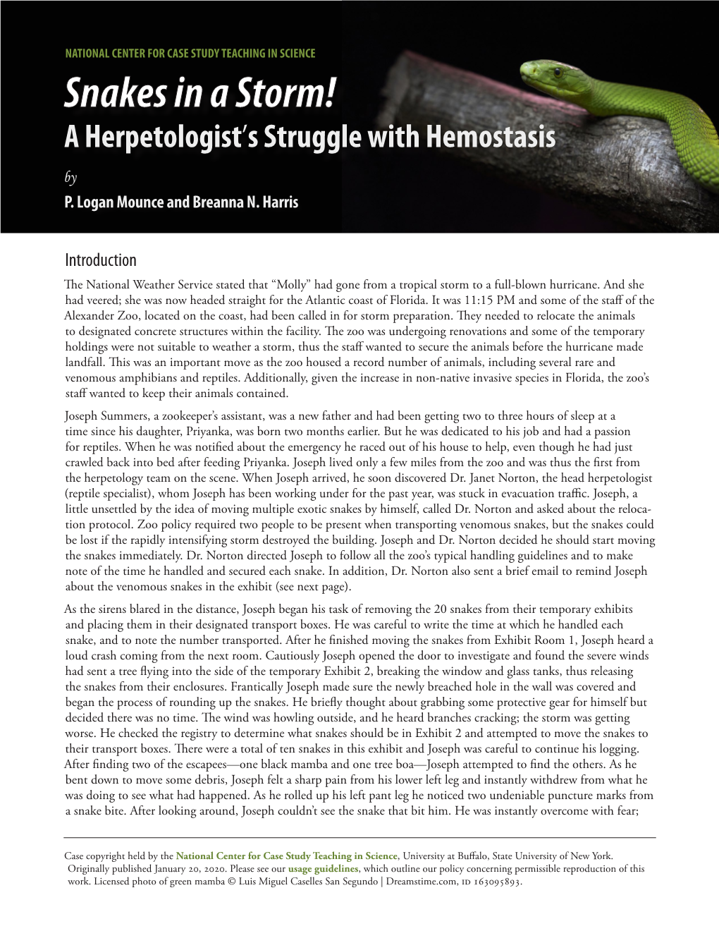 Snakes in a Storm! a Herpetologist's Struggle with Hemostasis