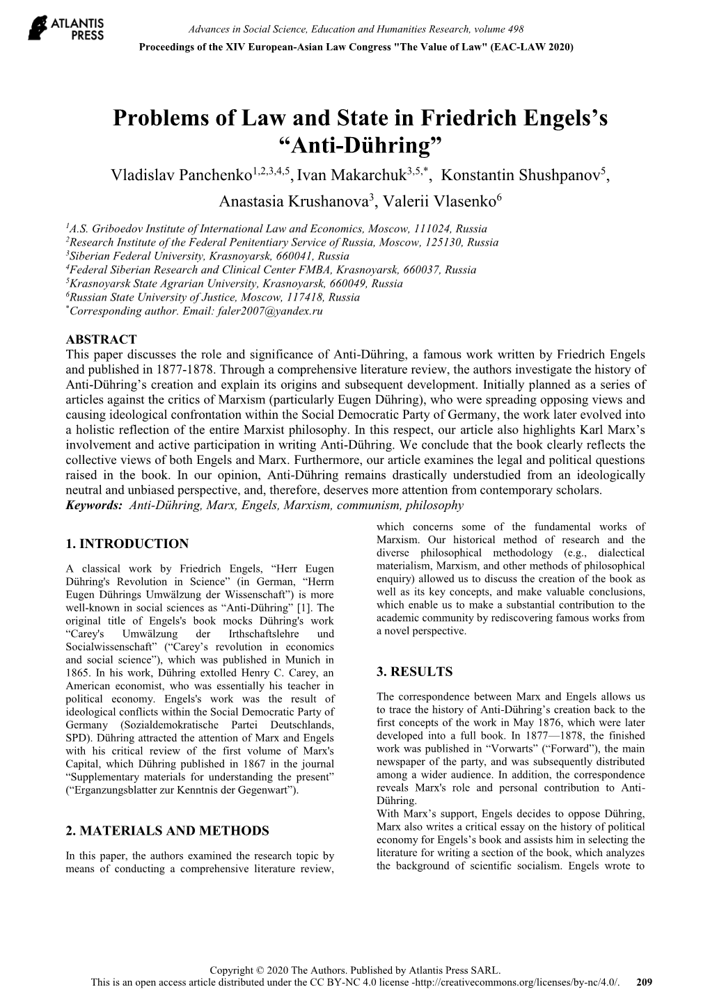 Anti-Dühring” Vladislav Panchenko1,2,3,4,5, Ivan Makarchuk3,5,*, Konstantin Shushpanov5, Anastasia Krushanova3, Valerii Vlasenko6