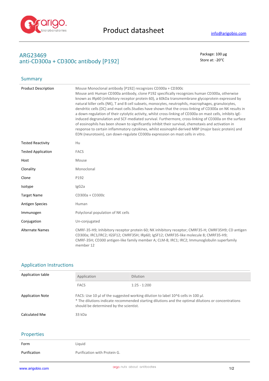 Anti-Cd300a + Cd300c Antibody [P192] (ARG23469)