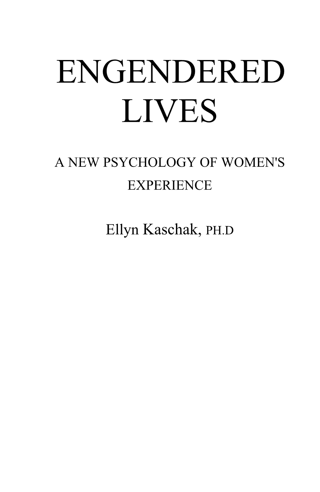 Engendered Lives