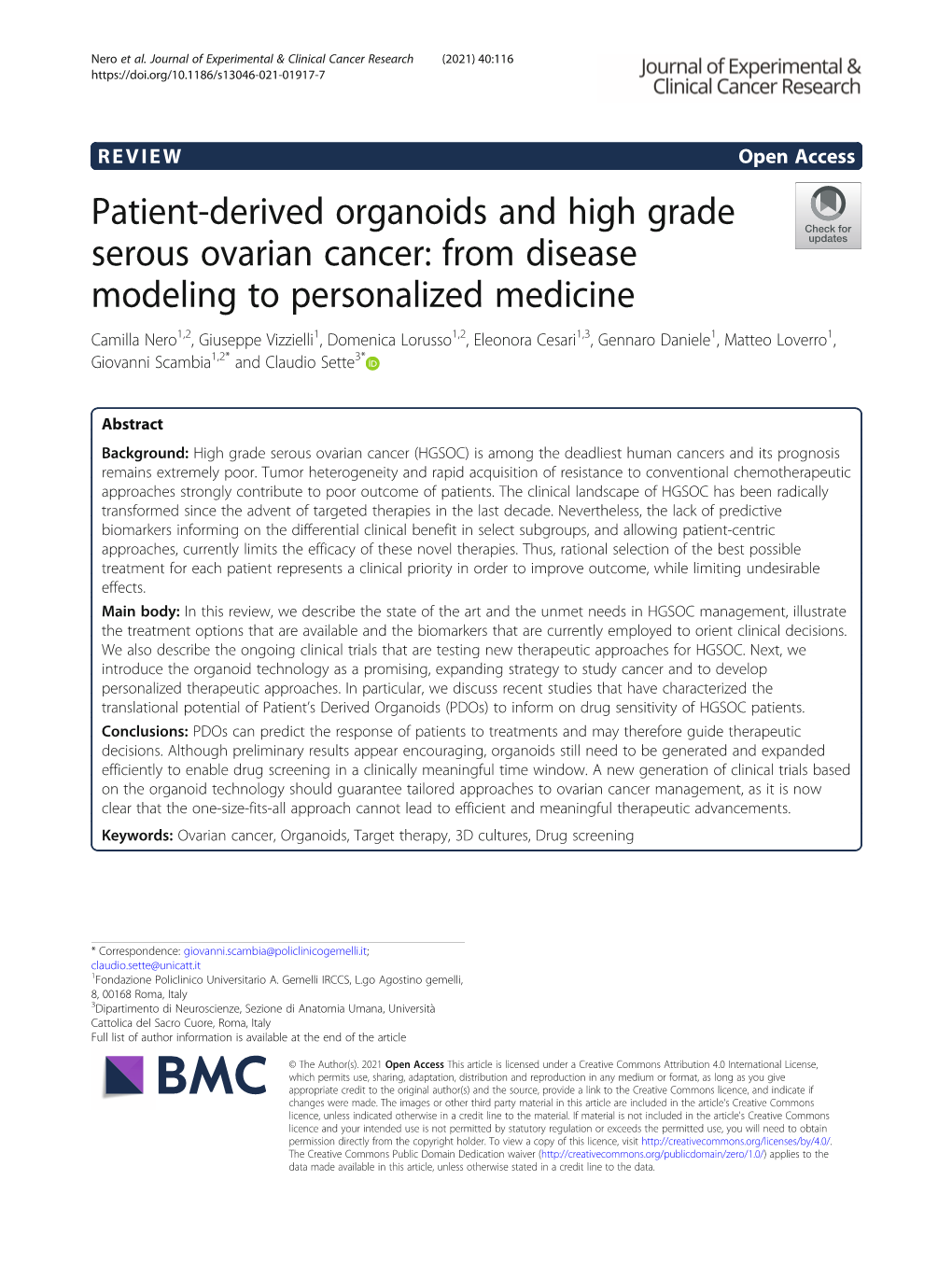 Patient-Derived Organoids and High Grade Serous Ovarian Cancer