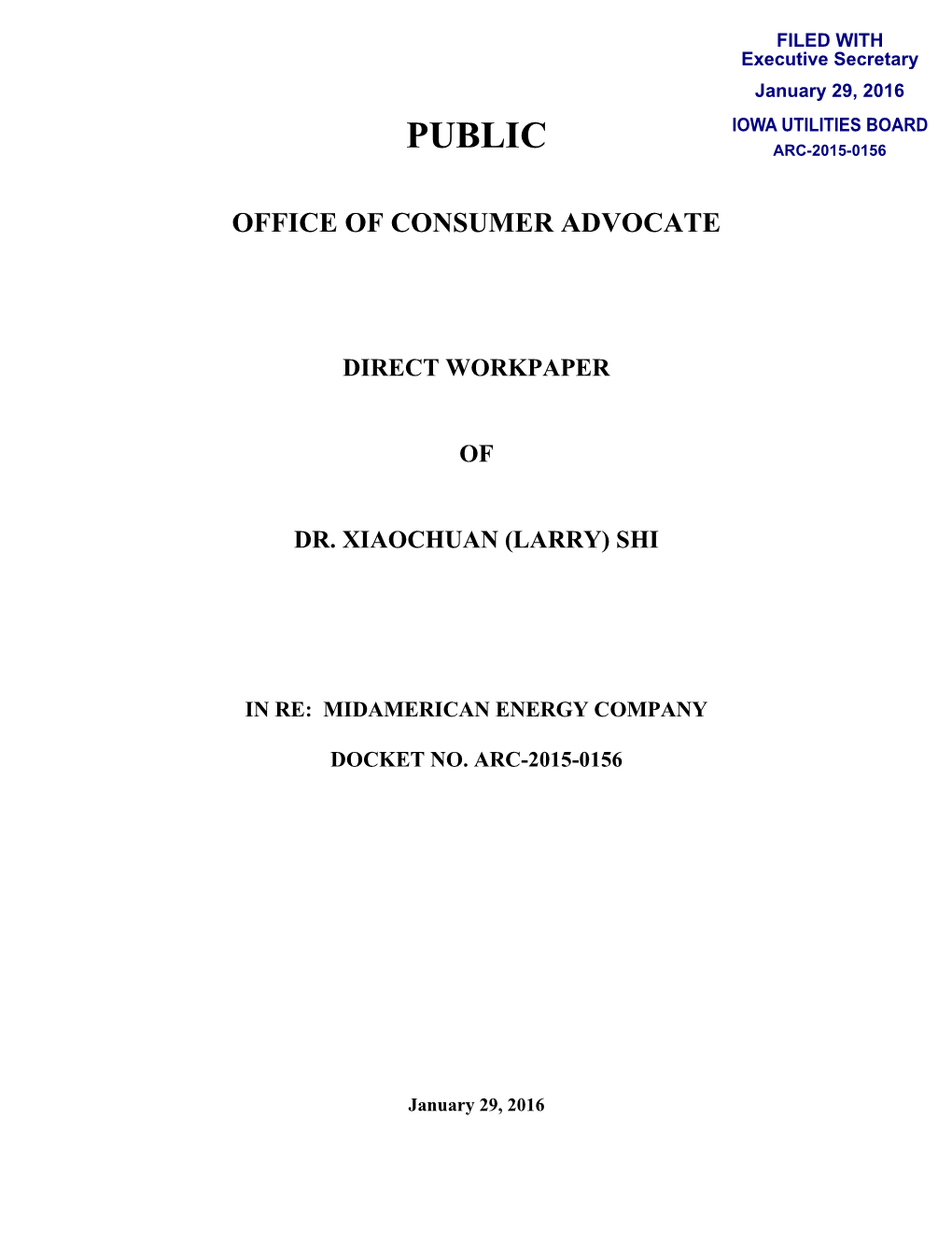 Office of Consumer Advocate