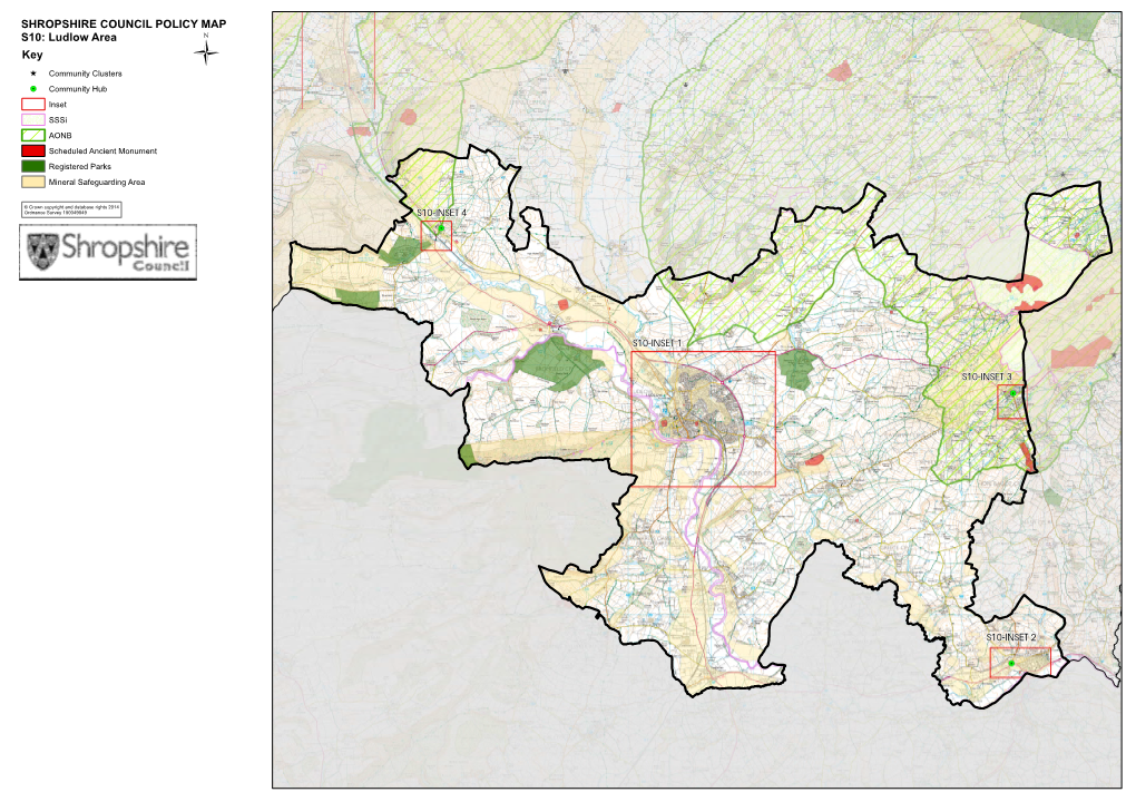 Key SHROPSHIRE COUNCIL POLICY MAP S10: Ludlow Area