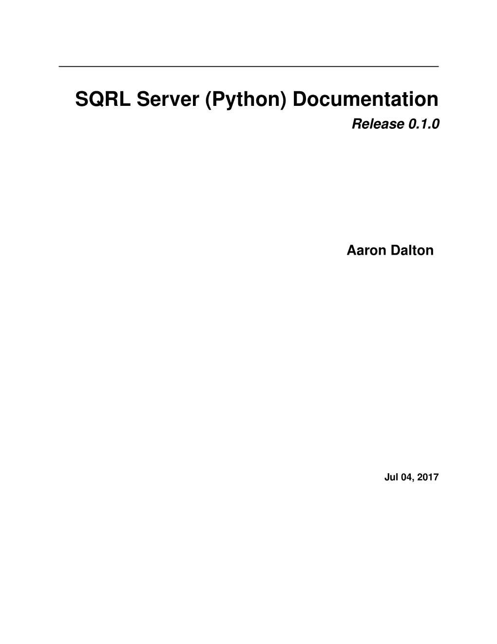 SQRL Server (Python) Documentation Release 0.1.0