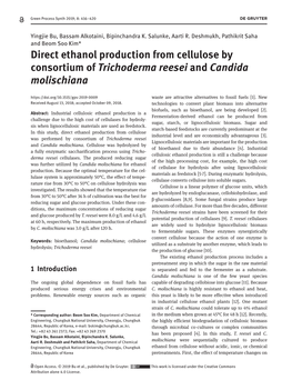 Direct Ethanol Production from Cellulose by Consortium Of