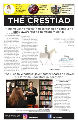 “As Flies to Whatless Boys” Author Shares His Novel at Moravian Bookstore in Allentown “Finding Jenn's Voice” Film