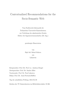 Contextualized Recommendations for the Socio-Semantic Web