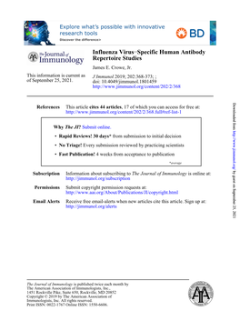 Influenza Virus–Specific Human Antibody Repertoire Studies