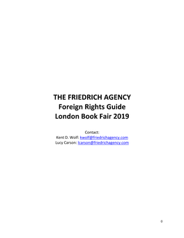 THE FRIEDRICH AGENCY Foreign Rights Guide London Book Fair 2019