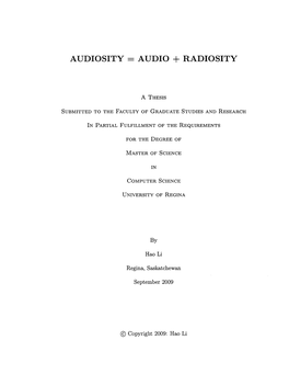 Audiosity= Audio+ Radiosity