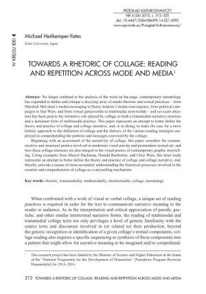 Towards a Rhetoric of Collage: Reading and Repetition Across Mode and Media 313