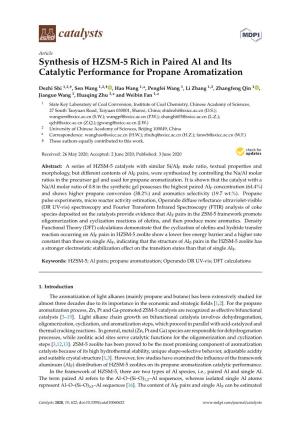 Synthesis of HZSM-5 Rich in Paired Al and Its Catalytic Performance for Propane Aromatization