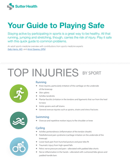 Your Guide to Playing Safe Staying Active by Participating in Sports Is a Great Way to Be Healthy