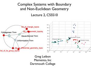 Complex Systems with Boundary and Non-Euclidean Geometry Lecture 2, CSSS10
