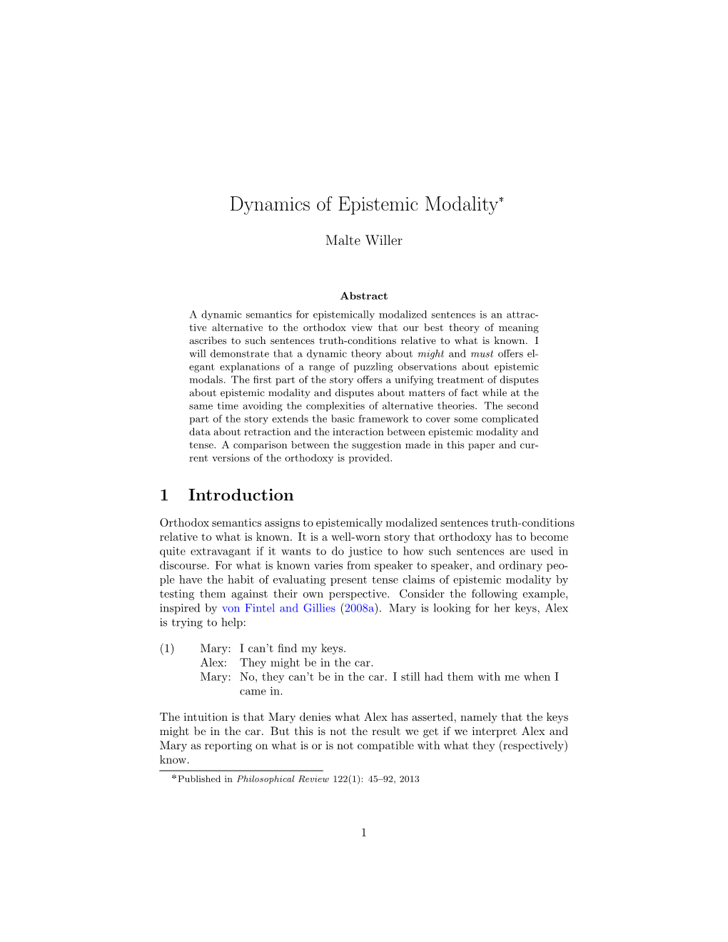 Dynamics of Epistemic Modality¦