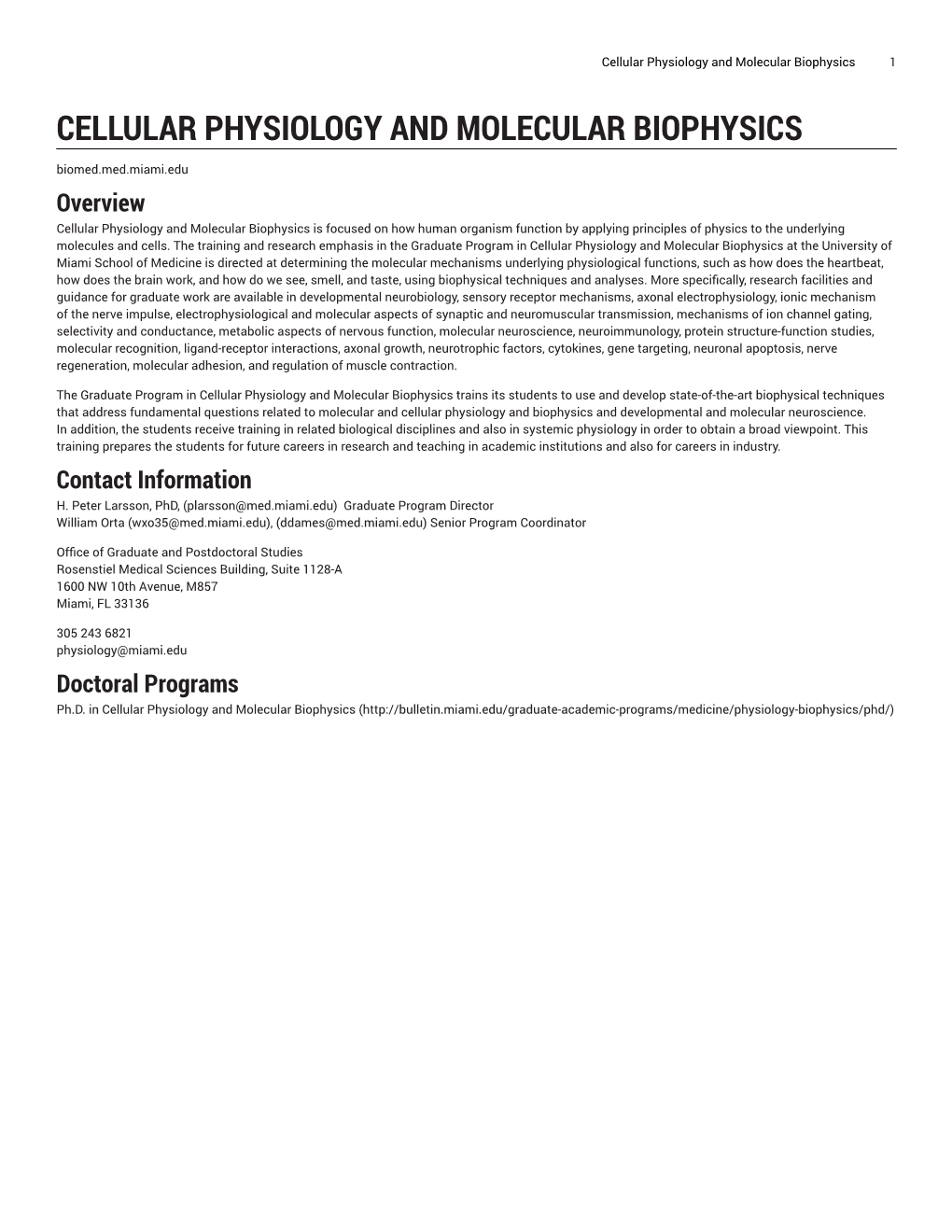 Cellular Physiology and Molecular Biophysics 1