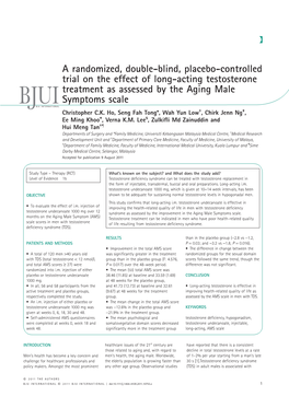 A Randomized, Doubleblind, Placebocontrolled Trial on the Effect