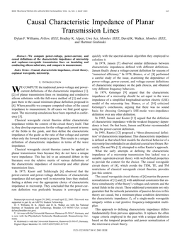 Causal Characteristic Impedance of Planar Transmission Lines Dylan F