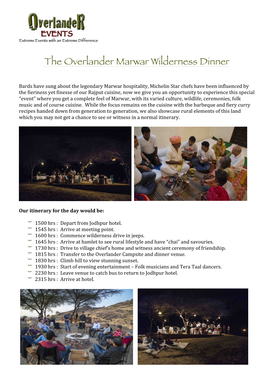 The Overlander Marwar Wilderness Dinner
