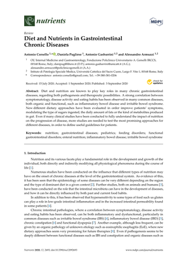 Diet and Nutrients in Gastrointestinal Chronic Diseases