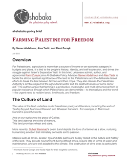 Farming Palestine for Freedom