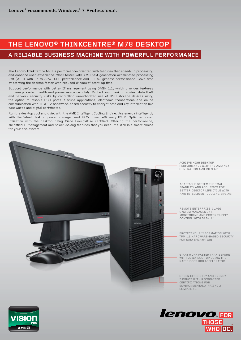 Thinkcentre M78 Datasheet