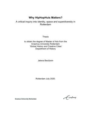 Why Hiphophuis Matters? a Critical Inquiry Into Identity, Space and Superdiversity in Rotterdam