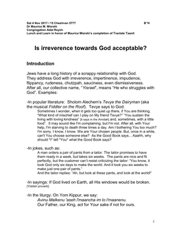Is Irreverence Towards God Acceptable?